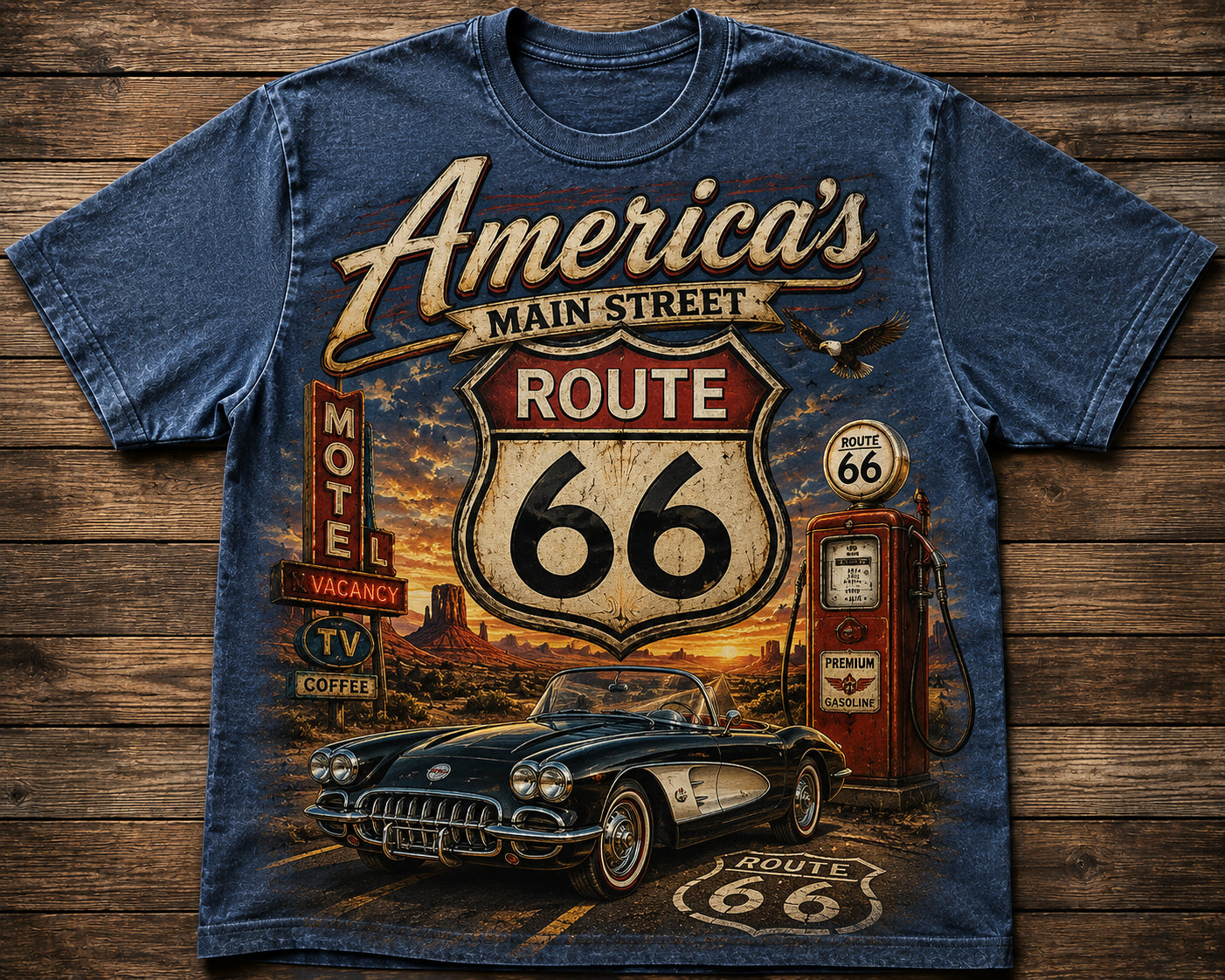 America S Main Street Route 66 Vintage Graphic Tee from 2 Sisters Tanks, Teez
