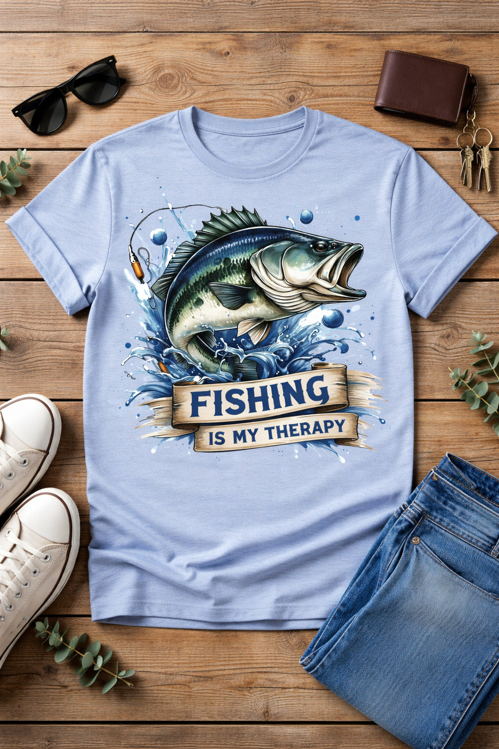 Fishing Is My Therapy from 2 Sisters Tanks, Teez