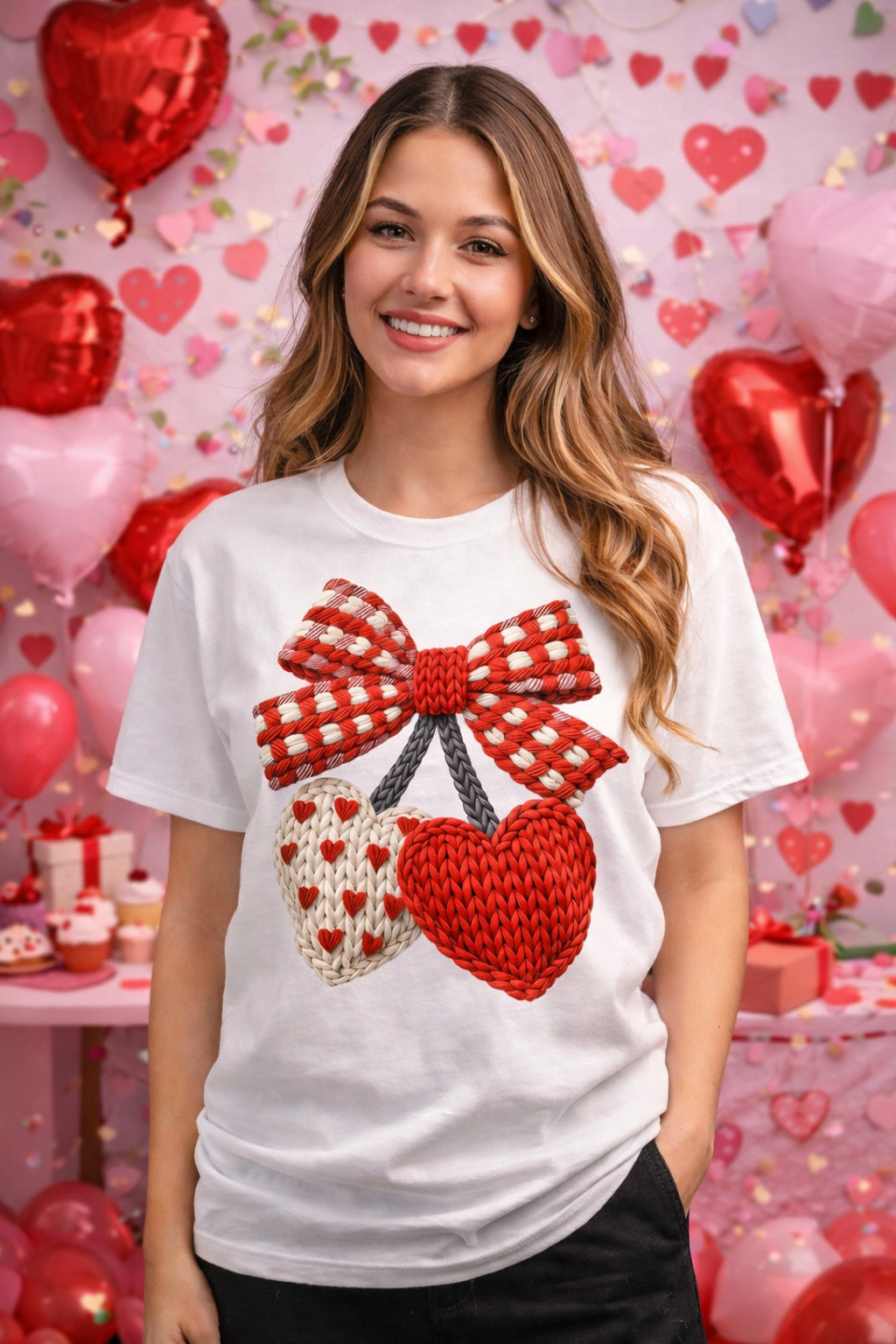 Knit Heart With Bow from 2 Sisters Tanks, Teez