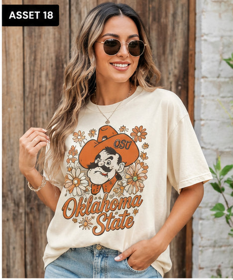 Oklahoma State Floral Pistol Pete from 2 Sisters Tanks, Teez