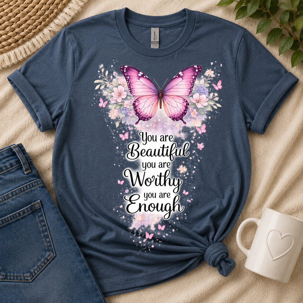 You Are Enough Butterfly from 2 Sisters Tanks, Teez
